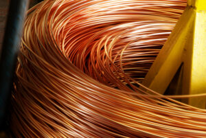 Closeup of Copper Cable being Rolled up in Preparation for Shipment at the Factory